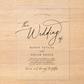 Elegante Charm Zwart Eenvoudige Boho Moderne bruil Acryl Uitnodigingen (Voorkant)