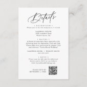 Elegante Charm Zwart-wit Bruiloft Details Kaart (Voorkant)