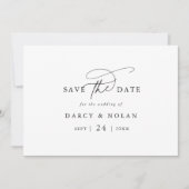 Elegante Charm Zwart Wit Bruiloft Save The Date (Voorkant)
