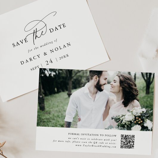 Elegante Charm Zwart Wit Bruiloft Save The Date