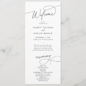 Elegante Charm Zwart-wit Flat Wedding Program Programmakaart (Voorkant)