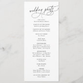 Elegante Charm Zwart-wit Flat Wedding Program Programmakaart (Achterkant)