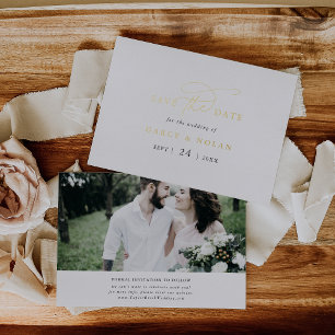 Elegante Charm Zwart Wit Goud Folie Save the Date Uitnodiging