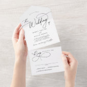 Elegante charme alles in één bruiloft uitnodiginge all in one uitnodiging (Afscheurbaar)