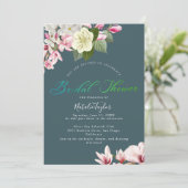 Elegante charme donkere salie bruids douche uitnod kaart (Staand voorkant)