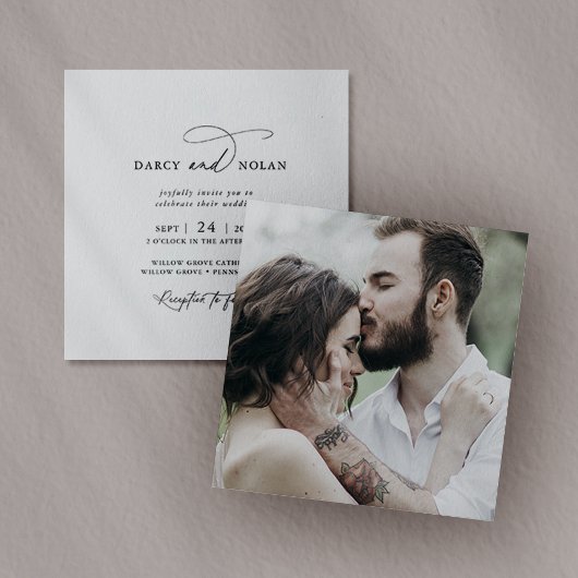 Elegante charme foto moderne bruiloft uitnodiginge kaart