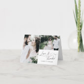 Elegante charme gevouwen bruiloft foto dank u kaar bedankkaart (Voorkant)