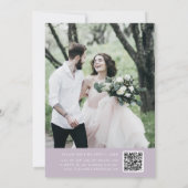 Elegante charme Paarse foto bruiloft uitnodiging R (Achterkant)