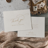 Elegante charme platte ivoor bruiloft dank u kaart