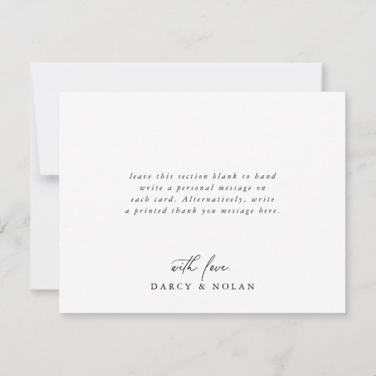Elegante charme platte Paarse bruiloft dank u kaar Bedankkaart (Achterkant)