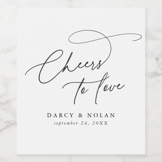 Elegante charme proost van liefde bruiloft wijn la wijn etiket (Enkel label)