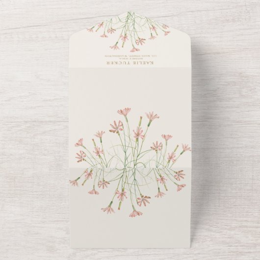 Elegante charme wilde bloem bruiloft all in one uitnodiging (Buitenkant)