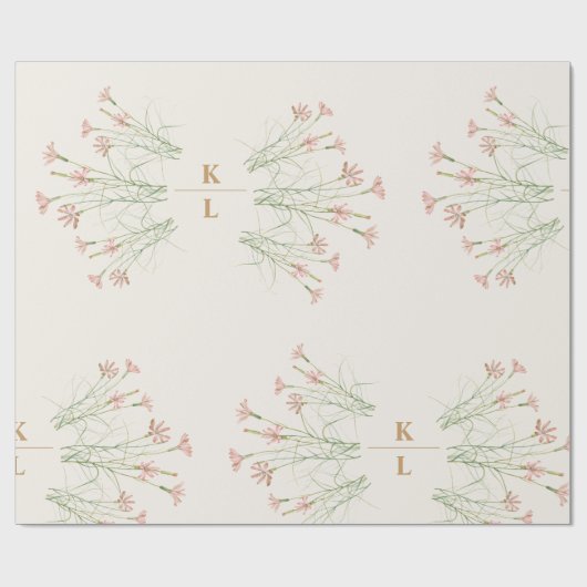 Elegante charme wilde bloem bruiloft cadeaupapier (Vlak)