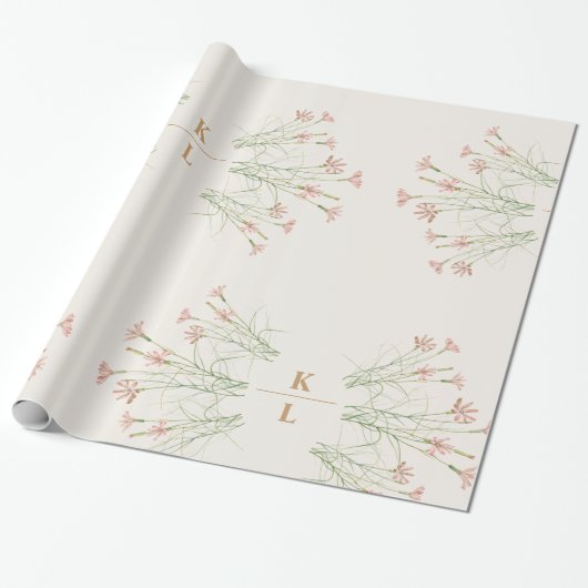 Elegante charme wilde bloem bruiloft cadeaupapier (Uitgerold)