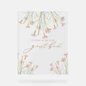 Elegante charme wilde bloem bruiloft gastenboek acryl bord (Voorkant)