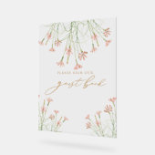 Elegante charme wilde bloem bruiloft gastenboek acryl bord (Hoek)