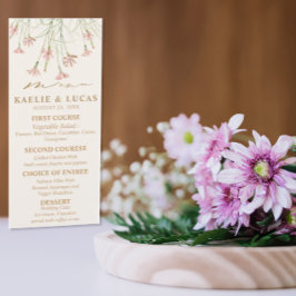 Elegante charme wilde bloem bruiloft menu
