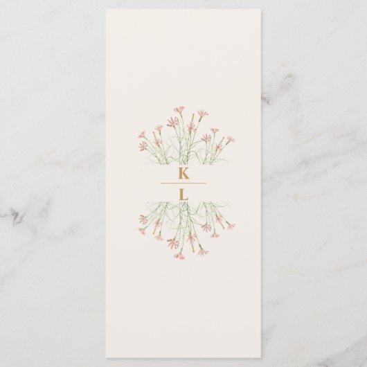 Elegante charme wilde bloem bruiloft menu (Achterkant)