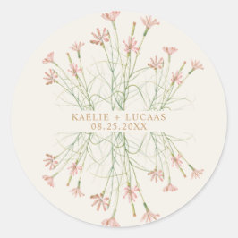 Elegante charme wilde bloem bruiloft ronde sticker