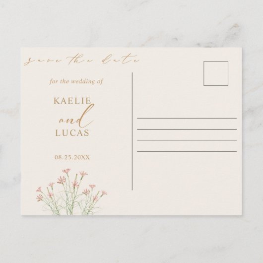 Elegante charme wilde bloem bruiloft Save the Date Uitnodiging Briefkaart (Achterkant)