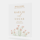 Elegante charme wilde bloem bruiloft welkom acryl bord (Hoek)