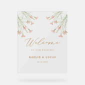 Elegante charme wilde bloem bruiloft welkom acryl bord (Voorkant)