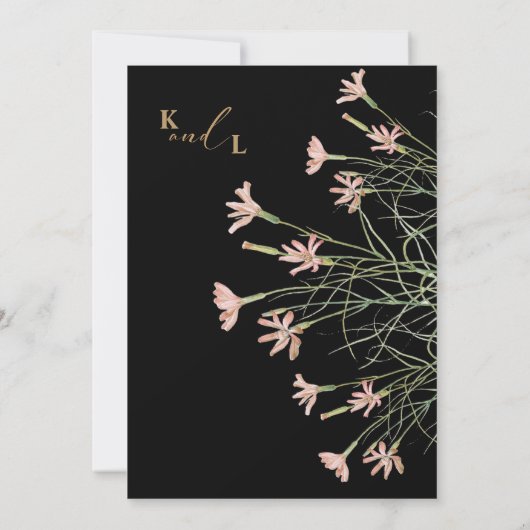Elegante charme wilde bloem | Zwart & Goud Save The Date (Achterkant)