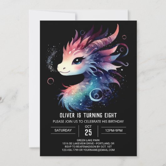 Elegante Charming Dragon Verjaardag Kaart (Voorkant)