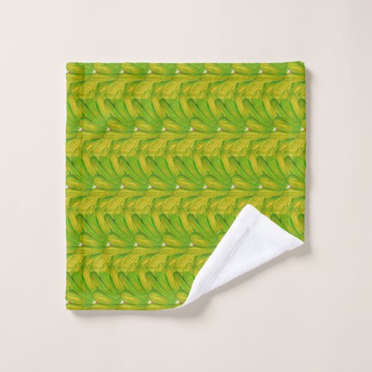 Elegante Chartreuse Groene Bloempatroon Bad Handdoek (Wasdoekje)