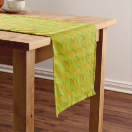 Elegante Chartreuse Groene Bloempatroon Korte Tafelloper
