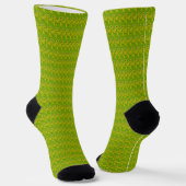 Elegante Chartreuse Groene Bloempatroon Sokken (Gebogen)