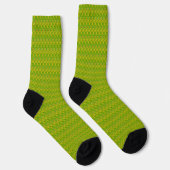 Elegante Chartreuse Groene Bloempatroon Sokken (Rechts)