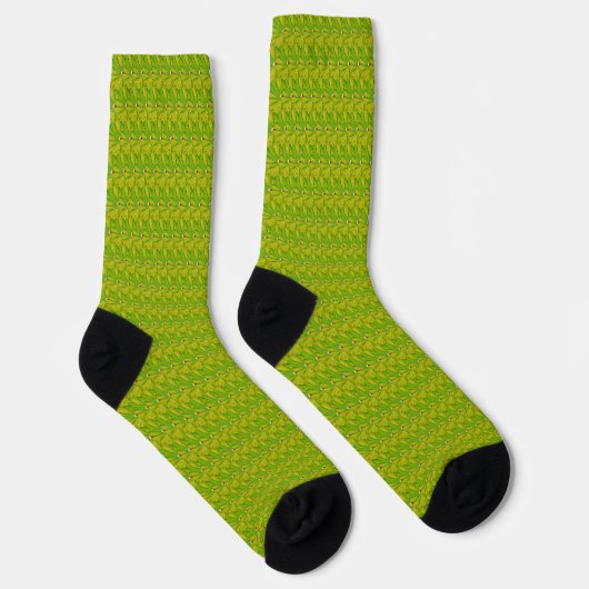 Elegante Chartreuse Groene Bloempatroon Sokken (Rechts)