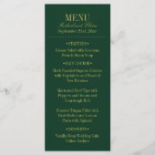 Elegante Chartreuse Groene Streep Trouwdiner Menu (Voorkant)
