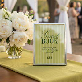 Elegante Chartreuse Huwelijks Gastboek Papier Bord
