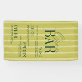 Elegante Chartreuse Streep Open Bar Menu Bruiloft Spandoek (Horizontaal)