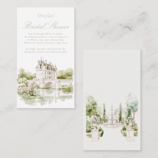 Elegante Chateau Franse Romantische Bruidsdisplay Informatiekaartje (Voorkant / Achterkant)