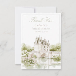 Elegante Chateau Franse Romantische Bruidsdouche Bedankkaart