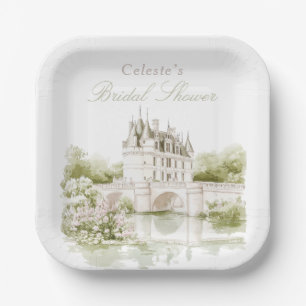 Elegante Chateau Franse Romantische Bruidsdouche Papieren Bordje