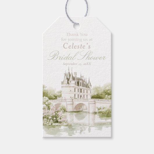 Elegante Chateau Franse Romantische Bruidsuitnodig Cadeaulabel (Voorkant)