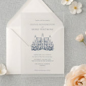 Elegante Chateau Vestiging Schets bruiloft Kaart