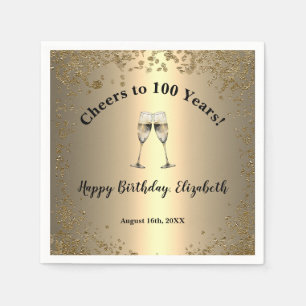 Elegante Cheers Gouden 100ste Verjaardag Servetten