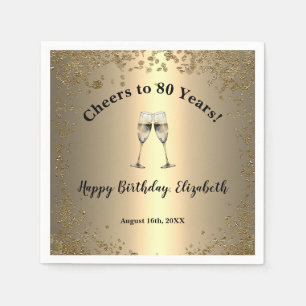 Elegante Cheers Gouden 80ste Verjaardag Servetten