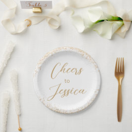 Elegante Cheers Script Glitter Verjaardagsfeestje Papieren Bordje