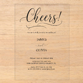 Elegante Cheers Script Helder Acryl Trouw Uitnodigingen
