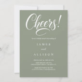 Elegante Cheers Script Sage Groene Trouw Kaart (Voorkant)