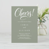 Elegante Cheers Script Sage Groene Trouw Kaart (Staand voorkant)