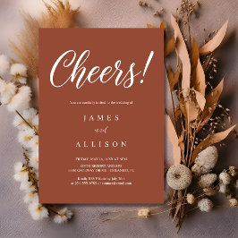 Elegante Cheers Script Terracotta Trouw Kaart