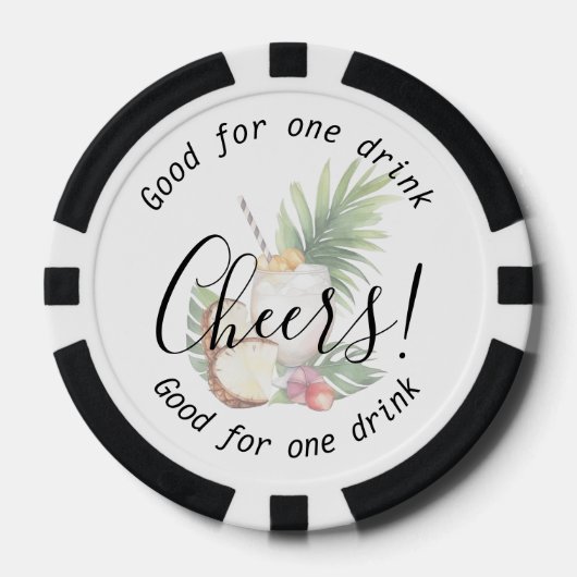 Elegante Cheers Tropical Drink Wedding Poker Chips (Voorkant)