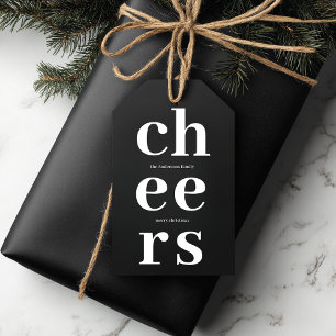 Elegante Cheers Vakantie Moderne Kerst Cadeaulabel